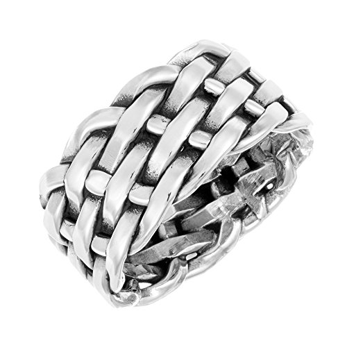 Silverly Männer Frauen 925 Sterling Silber 9,8 mm Woben Geflochtene Ring von Silverly