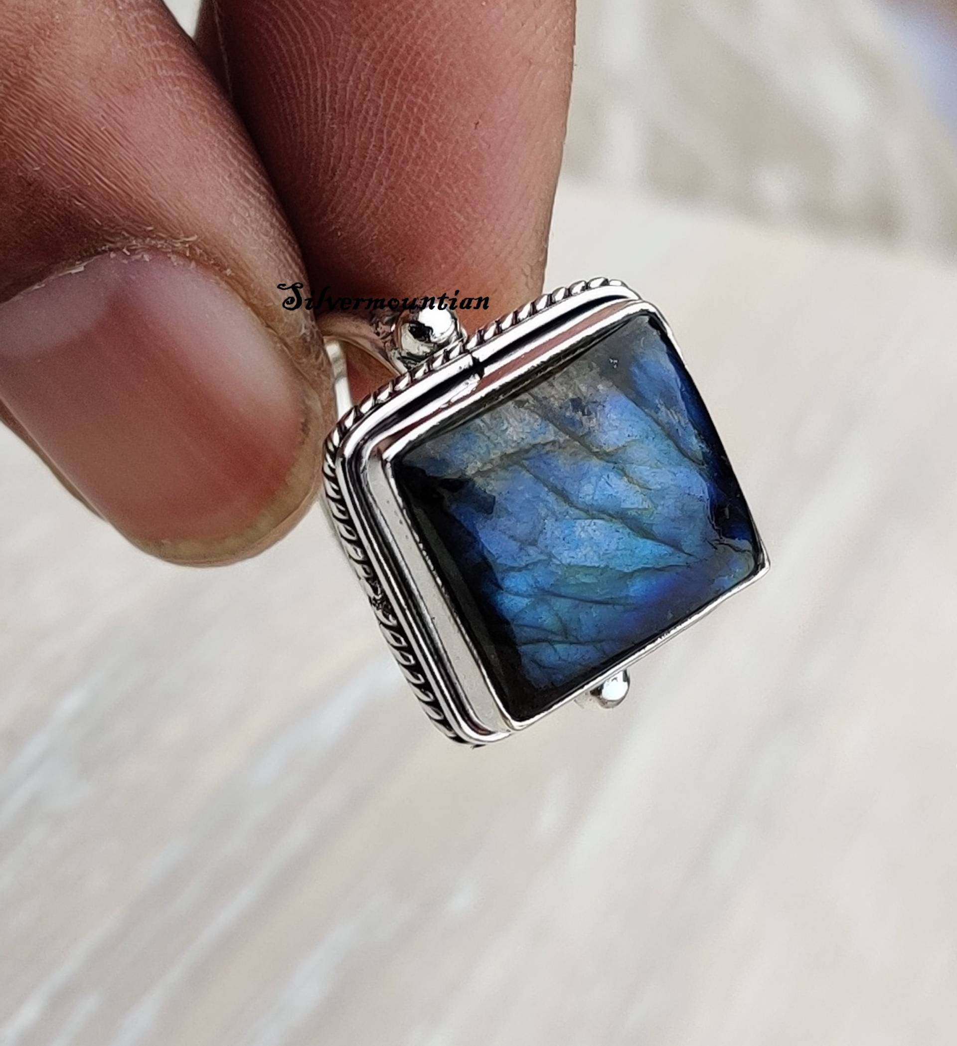 Labradorit Ring# 925 Sterling Silber Ring#designer Styling Ring#sehr Schöner Bandring# Verlobungsring# Geschenk von Silvermountian