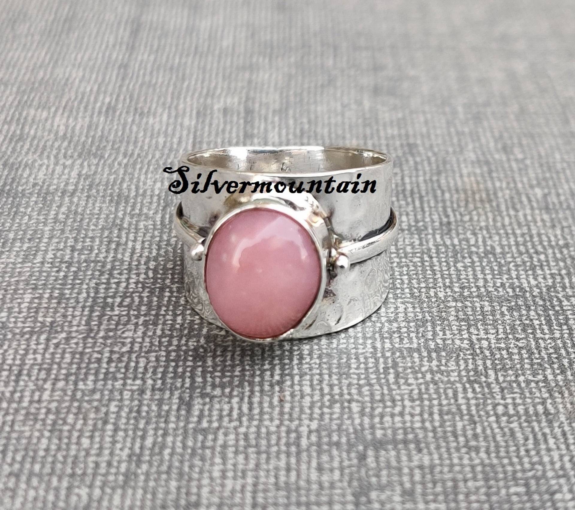 Pink Opel Ring Edelstein Band Wunderschöner 925 Sterling Fidget Styling Silber Frauen Ring von Silvermountian