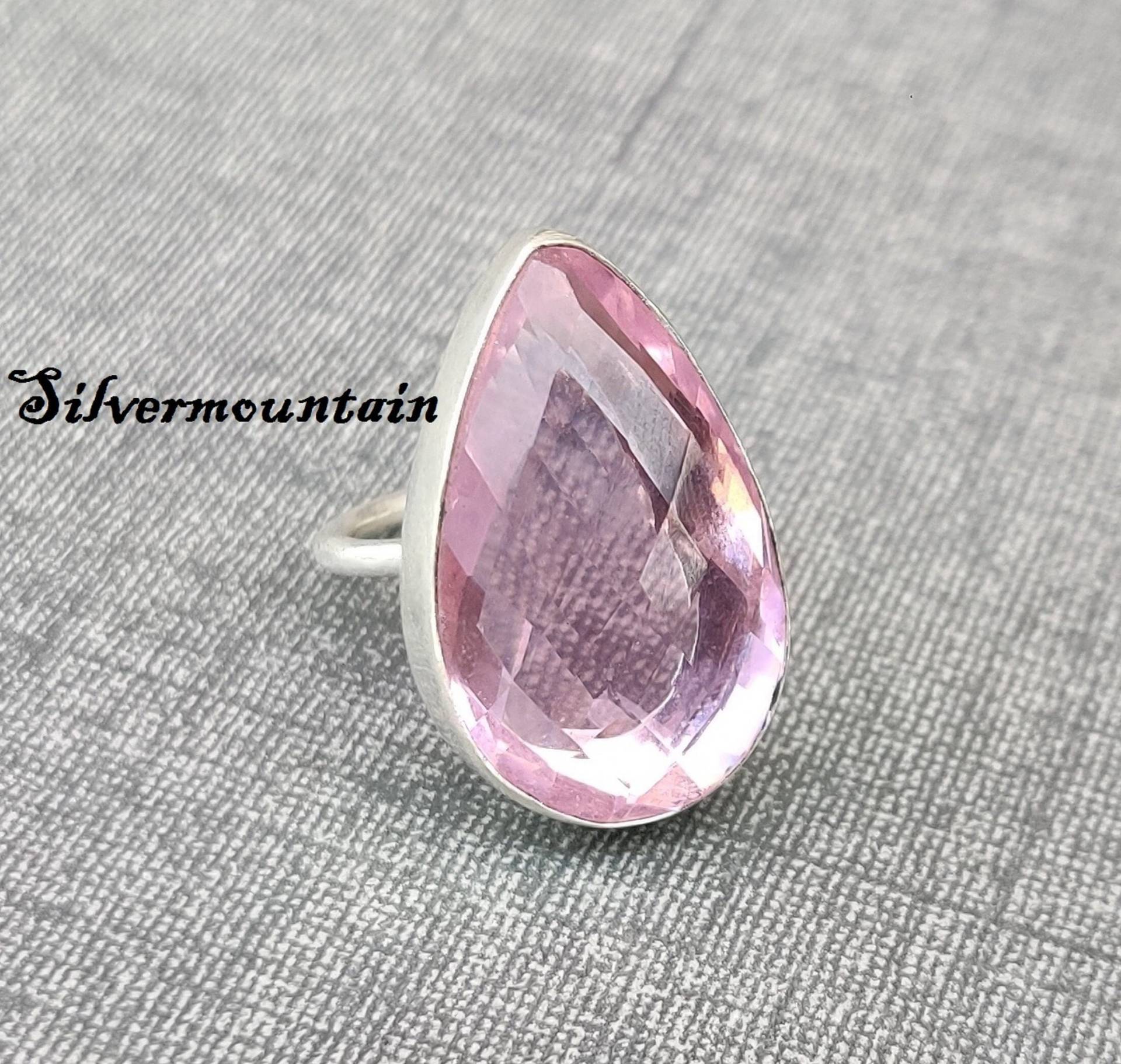 Rosenquarz Edelstein Ring Bandring Handgemachter 925 Sterling Silber Erstaunlicher Styling Boho Verlobungsring von Silvermountian