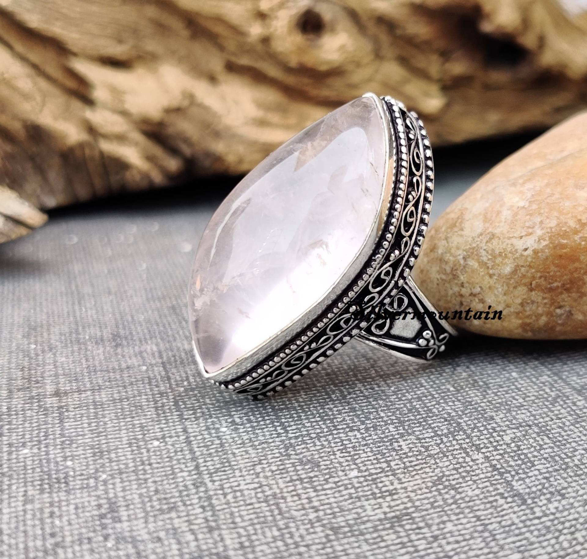 Rosenquarz-Ring Natürlicher Edelstein-Ring Wunderschöner Ring 925 Sterling Silber Boho-Ring Fidget-Ring Designer-Ring Erstaunlicher Sp35 von Silvermountian