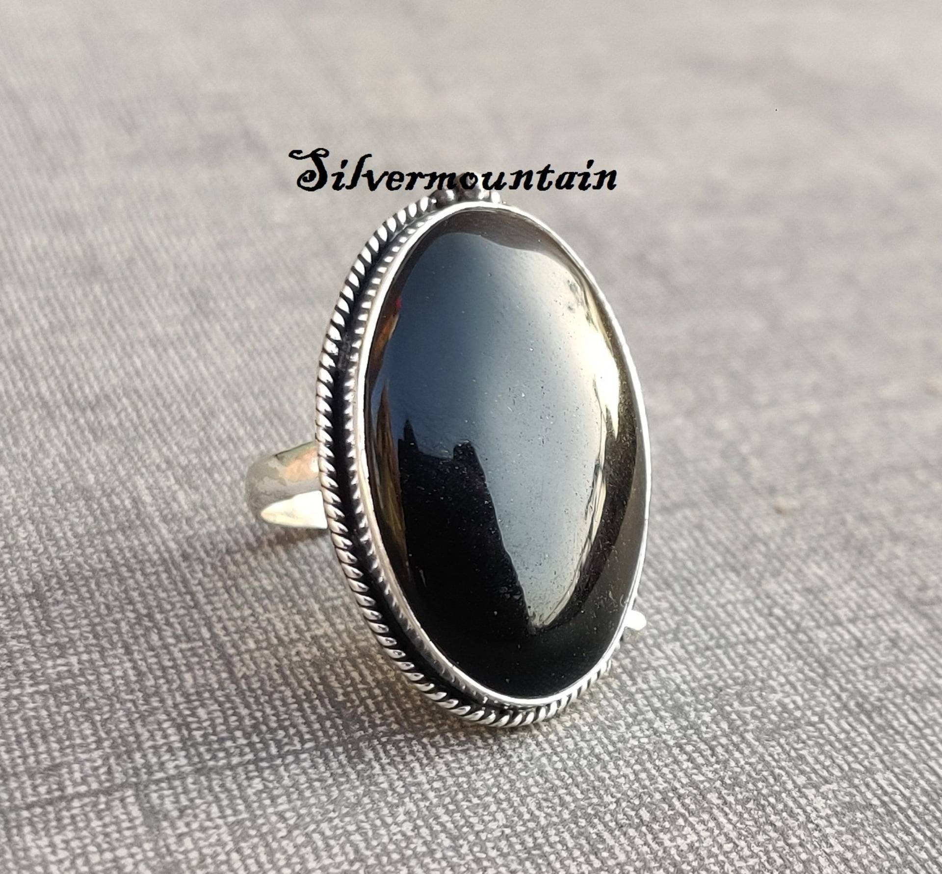 Schwarzer Onyx-Ring Edelstein-Ring Wunderschöner Ring Designer-Ringehering 925 Sterling Jubiläumsring Geburtstagsveranstaltungen Geschenkartikel von Silvermountian