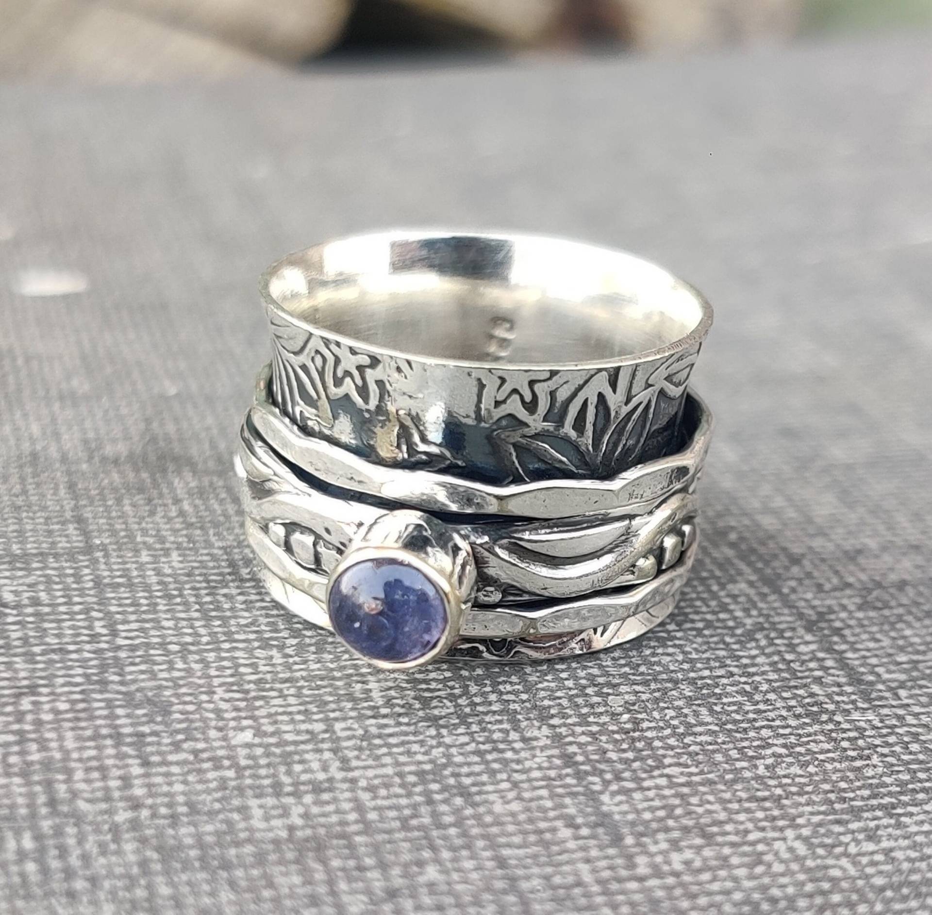 Tansanit-Ring, 925 Sterling Silber Ring, Spinner-Ring, Geschenk, Edelstein-Ring, Handgefertigter Event-Ring, Meditationsring, Geschenkring von Silvermountian