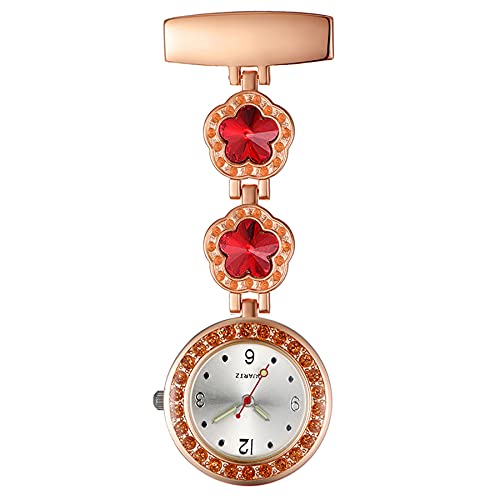 Silverora 1PCS Blume Krankenschwester Uhr Frauen Mädchen Kristall Anstecknadel mit Stethoskop Revers Fob Taschenabzeichen Brosche Uhren Leuchtend für Arzt Krankenschwester Rose Gold von Lancardo