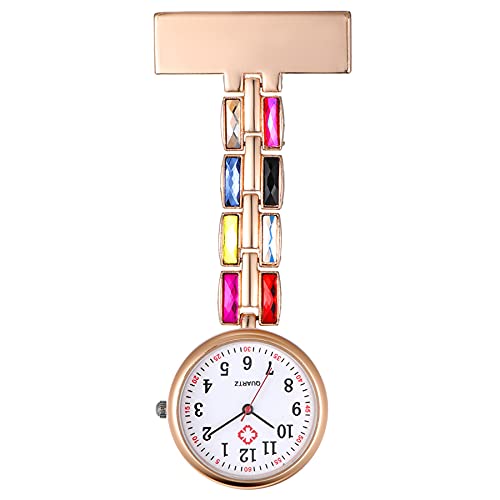 Silverora 1PCS Frauen Mädchen Bunte Kristall Krankenschwesteruhr zum Anstecken mit Stethoskop Revers Taschen Abzeichen Brosche Uhren für Arzt Krankenschwester zweifarbig von Lancardo