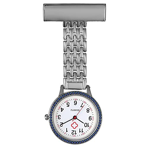 Silverora 1PCS Kristall Krankenschwester Uhr Damen Mädchen zum Anstecken mit Stethoskop Revers Anhänger Taschen Abzeichen Brosche Uhren für Arzt Krankenschwester von Lancardo