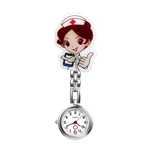 Silverora 1PCS Cartoon Krankenschwesteruhr Fob-Uhr Quarzuhr Nurse Watch Schwesteruhr Clip-on Taschenuhren für Arzt Medizinische Uhr Sanitäter Geschenk von Silverora