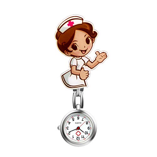 Silverora 1PCS Cartoon Krankenschwesteruhr Fob-Uhr Quarzuhr Nurse Watch Schwesteruhr Clip-on Taschenuhren für Arzt Medizinische Uhr Sanitäter Geschenk von Silverora