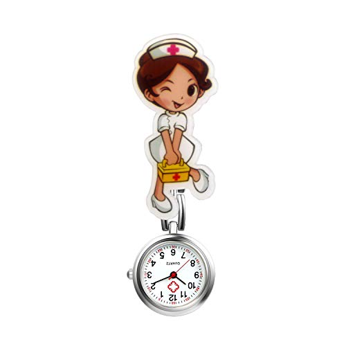 Silverora 1PCS Cartoon Krankenschwesteruhr Fob-Uhr Quarzuhr Nurse Watch Schwesteruhr Clip-on Taschenuhren für Arzt Medizinische Uhr Sanitäter Geschenk von Silverora