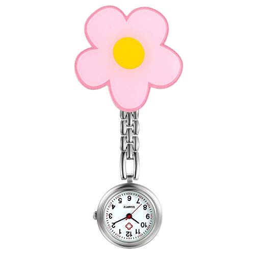 Silverora 1PCS Uhren Krankenschwesteruhr FOB-Uhr Wassermelone Blumen Stern Taschenuhr Analog Clip-on Quarzuhr für Arzt Medizinische Uhr Sanitäter Geschenk von Silverora