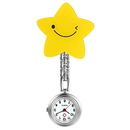 Silverora 1PCS Uhren Krankenschwesteruhr FOB-Uhr Wassermelone Blumen Stern Taschenuhr Analog Clip-on Quarzuhr für Arzt Medizinische Uhr Sanitäter Geschenk von Silverora