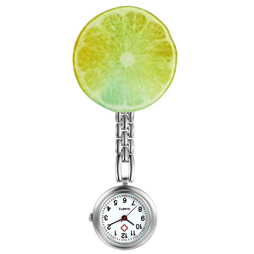 Silverora 1PCS Uhren Krankenschwesteruhr FOB-Uhr Wassermelone Blumen Stern Taschenuhr Analog Clip-on Quarzuhr für Arzt Medizinische Uhr Sanitäter Geschenk von Silverora