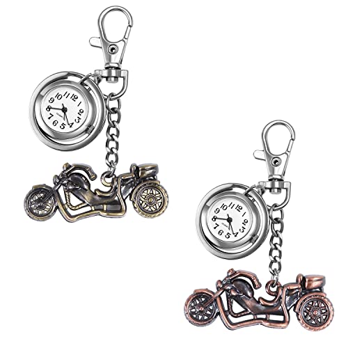 Silverora 2PCS Schlüsselanhänger Uhr für Damen und Herren Taschenuhr mit Schlüsselschließe Pocket Taschenuhr Ansteckuhr Rucksack Sport Easy Carry Motorradanhänger von Lancardo