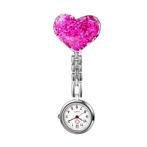 Silverora 3PCS Taschenuhr Krankenschwesteruhren Schwesternuhren: Herz Erdbeer Zitronen Muster Pflegeruhr mit Clip Fob Uhr Leicht Ablesbare Pulsuhren für Arzt Pfleger Damen von Silverora