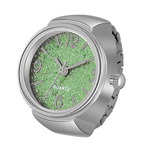 Silverora Armbanduhr für Finger, Quarz, analog, mit digitalem Zifferblatt, elastisches Armband für Damen und Herren, grün, Armband von Silverora