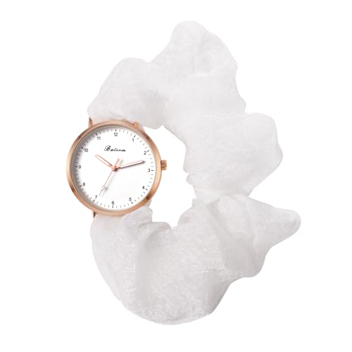 Silverora Armbanduhren Damen Elastische Damenuhren: Klare Leicht Ablesbare Ultradünne Analoge Quarz Uhren Damen Einziehbare Stretchband Haarbanduhr Studentenuhren Geschenke für Frauen Mädchen Weiß von Silverora