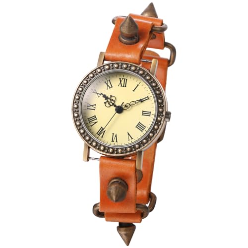Silverora Armbanduhren Herren Damen Gothic: Retro Nieten Analog Quarz Uhren mit Genähtes Spikes Lederarmband Punk Antike Damenuhr Herrenuhr mit Römische Ziffernskala Geschenke für Männer Frauen von Silverora