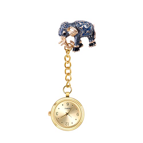 Silverora Brosche Krankenschwester Uhr mit Stethoskop Revers Taschenabzeichen Pin auf Uhren Elefant Brosche für Arzt Krankenschwester für Frauen Mädchen von Lancardo