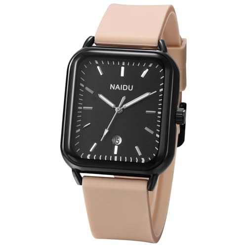 Silverora Damenuhren Herrenuhren Silikon Rechteckige: Datum Kalender Analoge Quarz Uhren Damen Herren Eckige Jelly Silikonarmband Sportuhr mit Balkenskala Geschenke für Frauen Männer Khaki Silverora Damenuhren Herrenuhren Silikon Rechteckige: Datum Kalender Analoge Quarz Uhren Damen Herren Eckige Jelly Silikonarmband Sportuhr mit Balkenskala Geschenke für Frauen Männer Khaki von Silverora