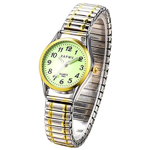 Silverora Herren-Armbanduhr, Quarz, analog, mit großem Zifferblatt, beleuchtet, digital, elastisches Armband – 2 Farben, Zweifarbig für Damen, von Silverora
