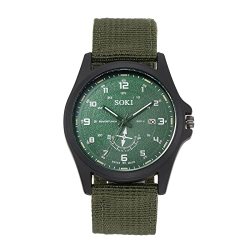 Silverora Herrenuhr Militäruhr Nylon Kalender: Einfach Großes Monokular Dekoration Zifferblatt Analoge Quarzuhr Datum Kalender Outdoor Sportuhr mit Nylonarmband Geschenke für Männer Jugend Grün Silverora Herrenuhr Militäruhr Nylon Kalender: Einfach Großes Monokular Dekoration Zifferblatt Analoge Quarzuhr Datum Kalender Outdoor Sportuhr mit Nylonarmband Geschenke für Männer Jugend Grün von Silverora