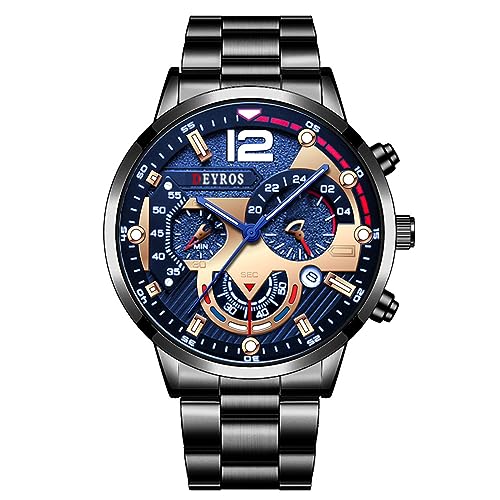 Silverora Herrenuhren Kalender Uhr Herren- Analoge Quarz Armbanduhr mit Leuchtzeiger Dreidimensionales Multi Zifferblatt Armbanduhren mit Werkzeug Geschenke für Männer Blau von Silverora