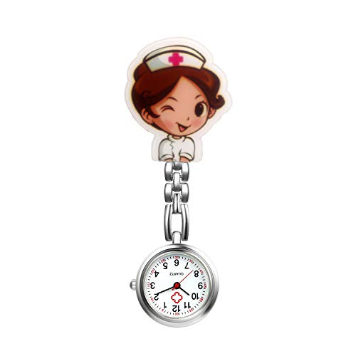 Silverora Krankenschwesteruhr Fob-Uhr Nurse Watch Cartoon Schwesteruhr Quarzuhr Clip-on Taschenuhren für Arzt Medizinische Uhr Sanitäter Geschenk von Silverora