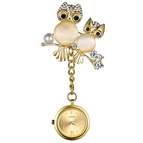 Silverora Krankenschwesteruhr Frauen Mädchen Eule Brosche Uhr Anstecknadel mit Stethoskop Revers Fob Taschenabzeichen Uhren für Arzt Krankenschwester Leicht zu lesen von Lancardo