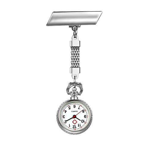 Silverora Personalisierte Uhren Krankenschwesteruhr FOB-Uhr Taschenuhr Analog Clip-on Quarzuhr für Arzt Medizinische Uhr Sanitäter Geschenk von Silverora