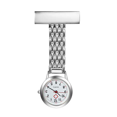 Silverora Personalisierte Uhren Krankenschwesteruhr FOB-Uhr Taschenuhr Analog Clip-on Quarzuhr für Arzt Medizinische Uhr Sanitäter Geschenk von Silverora