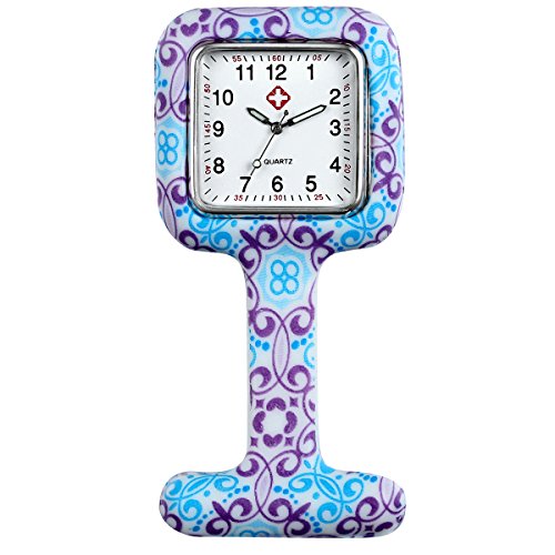Silverora Quadratisch Uhren Krankenschwesteruhr FOB-Uhr Leuchtende Taschenuhr Analog Clip-on Quarzuhr für Arzt Medizinische Uhr Sanitäter Geschenk von Silverora