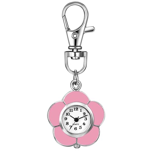 Silverora Taschenuhr Karabiner Uhr Schwesternuhren: Leicht Ablesbare Karabineruhr mit Schlüsselanhänger Krankenschwester Uhr Wanduhr Arbeitsuhr für Frauen rosa von Silverora