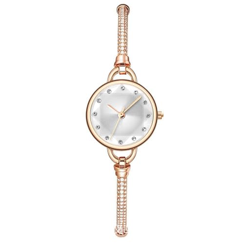 Silverora Uhren Damen schmal Armkette: Diamantverziertes Zifferblatt Analoge Quarz Armbanduhren Verstellbare Damenuhren mit Glitzern Volldiamant Skala Geschenke für Frauen Freundin Mutter Weiß von Silverora
