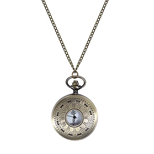 Silverora Vintage Taschenuhr für Herren Damen Arabische Ziffern Quarz Taschenuhr Anhänger Pocket Watch Ausgehöhlt mit Kette Weißes Zifferblatt für Weihnachten von Lancardo