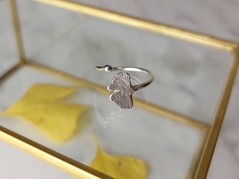 Verstellbarer Silberring Ginkgoblatt | Ginkgo - Natur Inspiriert Liebhaber Geschenk Geburtstagsgeschenk Für Sie von Silversij