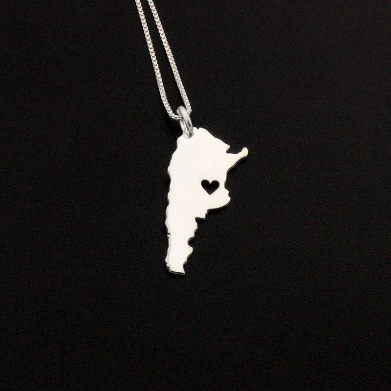 Argentinien Halskette Aus Sterlingsilber Personalisiert Ich Liebe Land Mit Herz Kommt Box-Stil Kette - Ferngeschenk Argentinien Halskette Aus Sterlingsilber Personalisiert Ich Liebe Land Mit Herz Kommt Box-Stil Kette - Ferngeschenk von Silversmith925