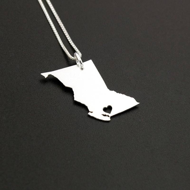 British Columbia Halskette Gravierbar Sterlingsilber I Love Bc Country Herz Box Kette Ferngeschenk Kanada Graviert von Silversmith925