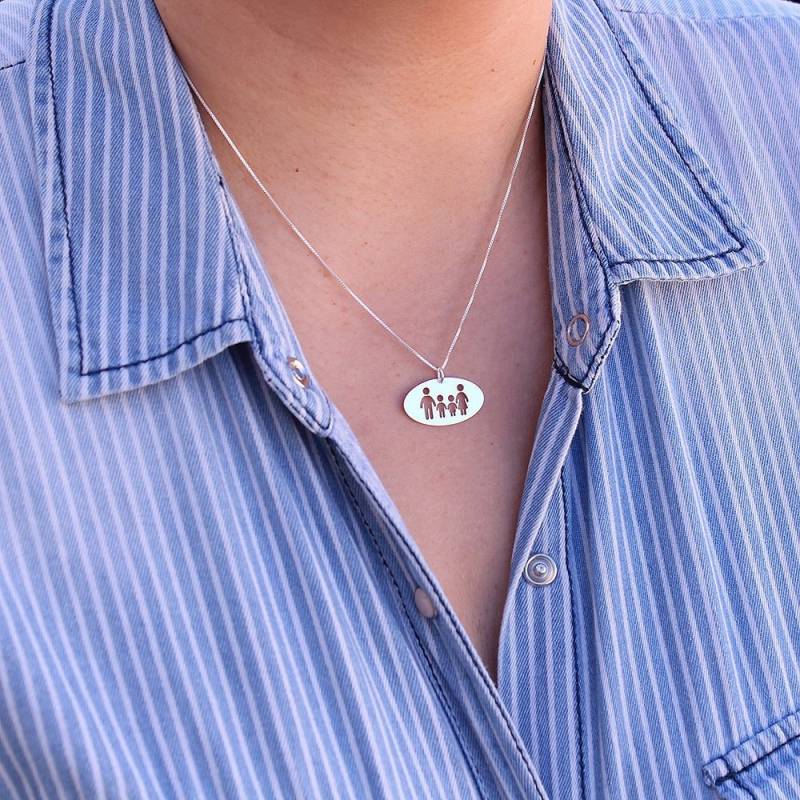 Familie Halskette Mama Papa Sohn Tochter Oval Form Personalisierte Anhänger Wählen Sie Ihre Welt Niedlichste Halskette, Geschenk, Eltern von Silversmith925