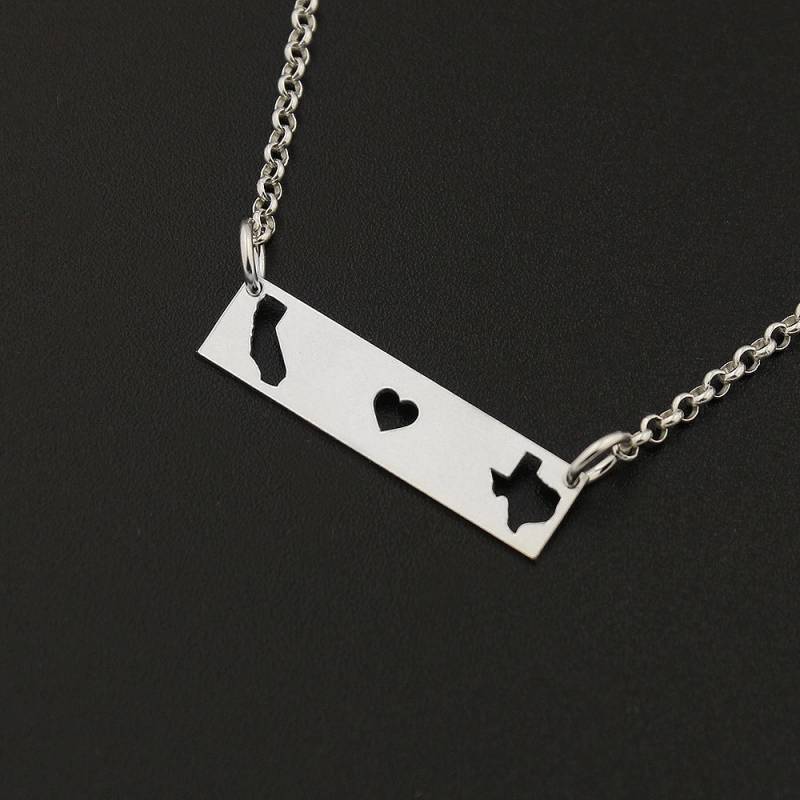 Heimatstadt Geschenk Doppelzustand Horizontale Bar Halskette 925 Sterlingsilber Zustand Beste Freund Ost Nach West Heimatstadt Geschenk Doppelzustand Horizontale Bar Halskette 925 Sterlingsilber Zustand Beste Freund Ost Nach West von Silversmith925