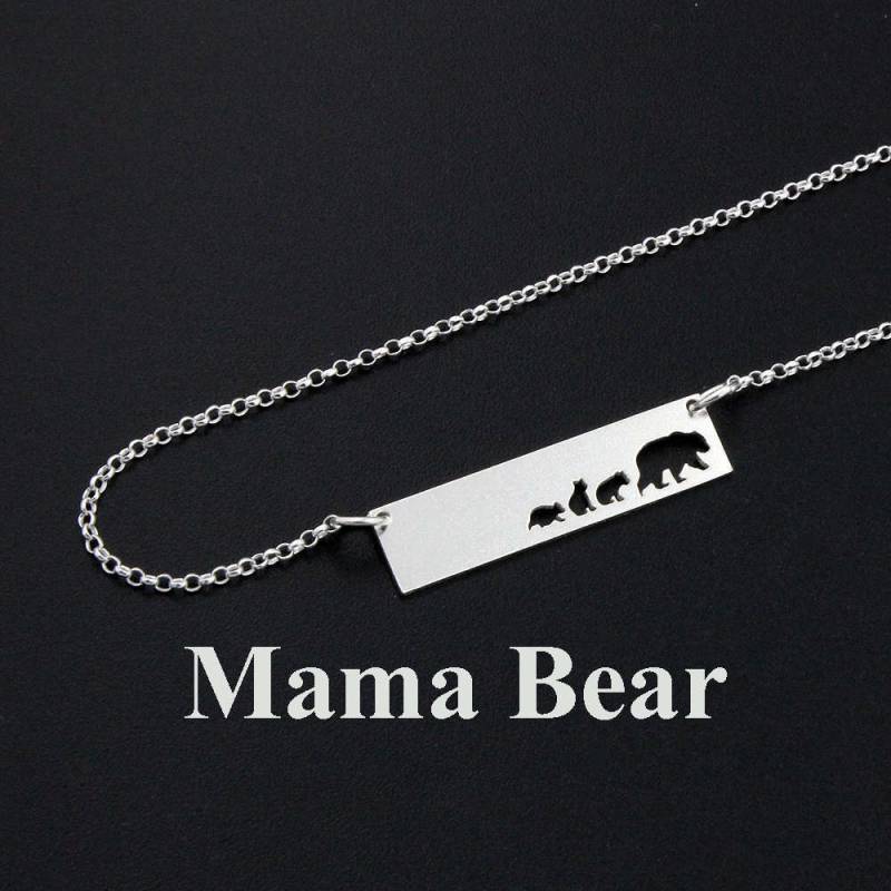 Mama Bär Und Baby Halskette Sterling Silber Bar Mutter Töchter Geschenk Personalisierte Kind von Silversmith925