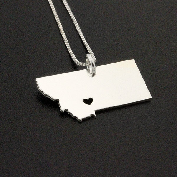 Montana State Halskette Mit Herz - Hometown Memory Geschenk Anhänger Aus Sterling Silber Gravur Montana State Halskette Mit Herz - Hometown Memory Geschenk Anhänger Aus Sterling Silber Gravur von Silversmith925