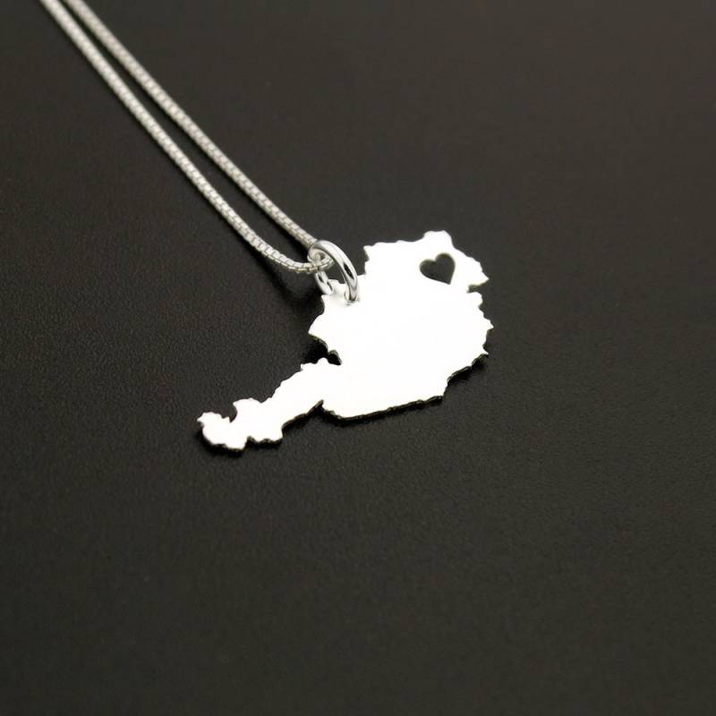 Österreich Kette Gravierbar Sterling Silber Personalisiert I Love Austria Land Herz Box Fernbeziehung Geschenk Europa Österreich Kette Gravierbar Sterling Silber Personalisiert I Love Austria Land Herz Box Fernbeziehung Geschenk Europa von Silversmith925