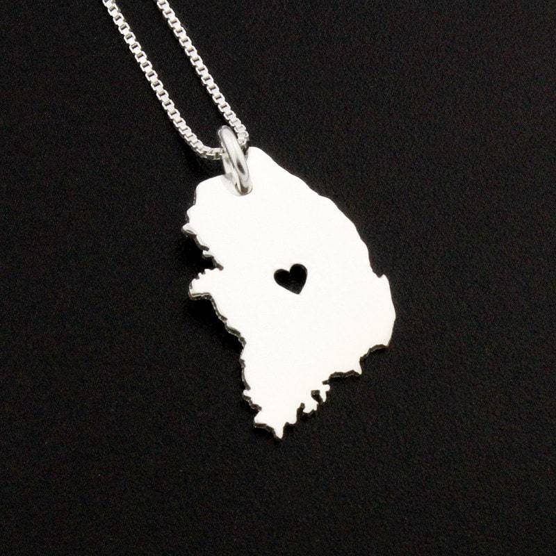 Südkorea Halskette Aus Sterling Silber Personalisiert I Love Korea Mit Herz Kommt Box Style Kette Country Charm Necklace von Silversmith925