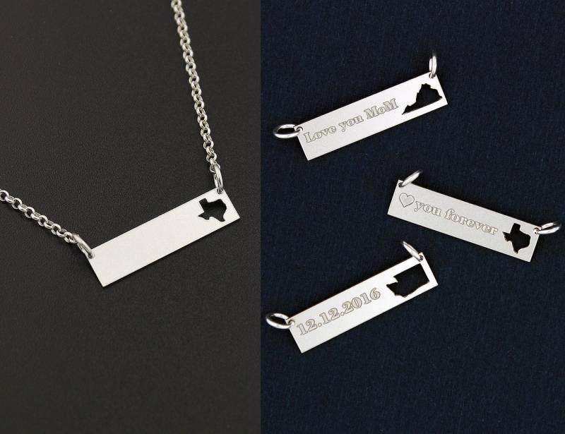 Texas Bar Halskette Personalisieren Mit Benutzerdefinierten Namen Gravur Bestes Geschenk Geburtstagsgeschenk Texas Bar Halskette Personalisieren Mit Benutzerdefinierten Namen Gravur Bestes Geschenk Geburtstagsgeschenk von Silversmith925