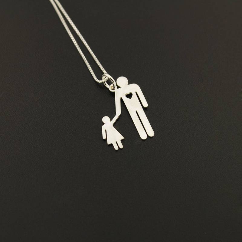 Vater Und Tochter Familie Halskette Personalisierte Anhänger Wählen Sie Ihre Familienmitglied Welt Süßeste Halskette, Geschenk, Eltern von Silversmith925