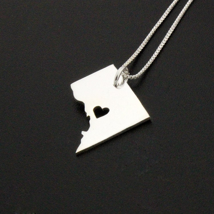 Washington Dc Halskette Personalisierte Sterling Silber Dc Mit Herz Kommt Box-Kette - Namen Hometown Jewelry von Silversmith925