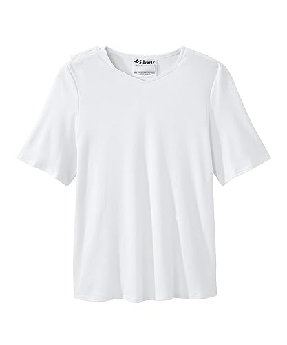 Damen Open-Back Adaptive Solid Color Diamond T-Shirt, Weiss/opulenter Garten, XX-Large von Silvert's Adaptive Clothing & Footwear