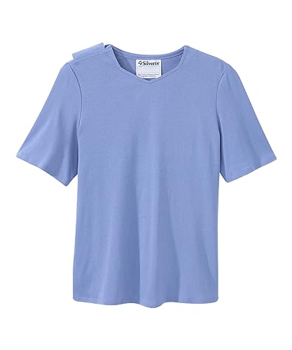 Damen Open-Back Adaptive Solid Color Diamond T-Shirt, himmelblau, XX-Large von Silvert's Adaptive Clothing & Footwear