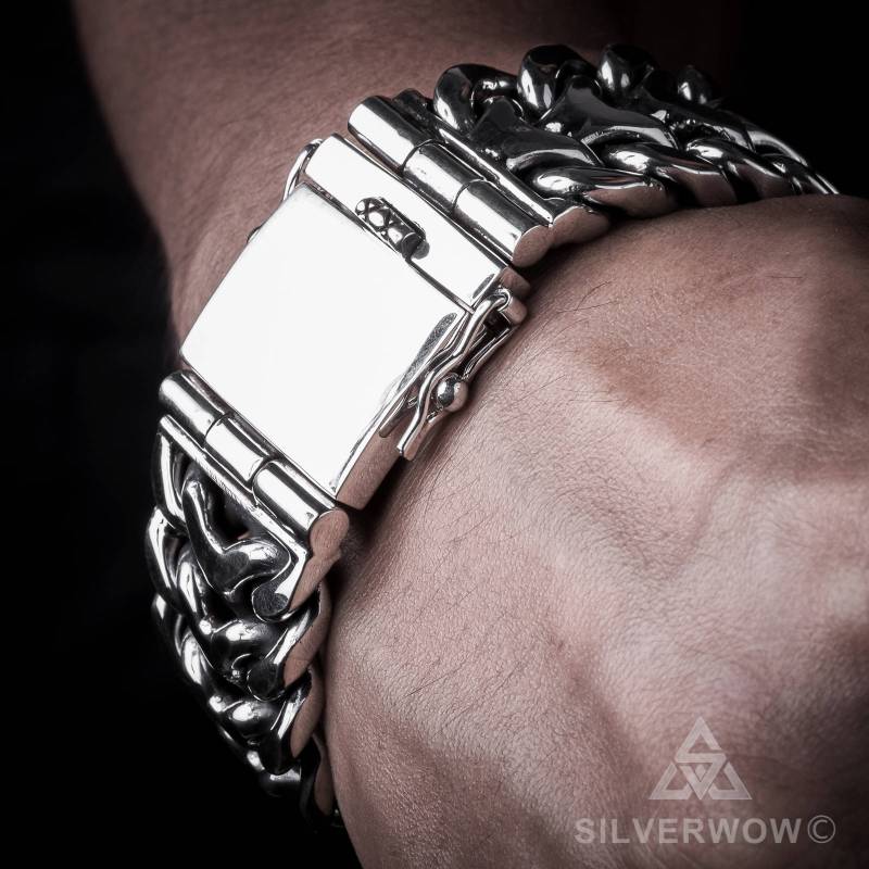 Fischgräten Einzigartige Herren Silber Armband - Qualität Ungewöhnliche Schweres Armband. 925 Massiv Sterling Silber von Silverwow925