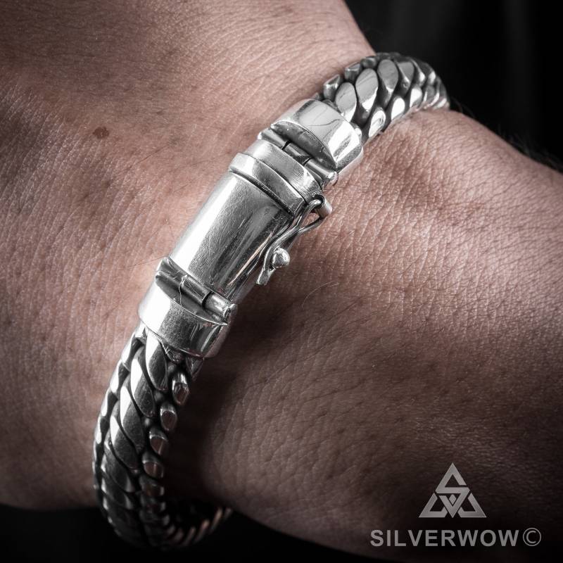 Geflochtenes Schlangen Herren Armband - 10 Mm Solid 925 Sterling Silber I Bali Style von Silverwow925